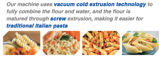 Sistema di estrusione di pasta a maccheroni a bassa energia e ad alta velocità per una produzione rapida e efficace negli alimenti