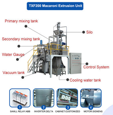 Apparecchiature per l'industria dei macaroni a vapore a gas elettrico a funzione multifunzione da 300 kg/h