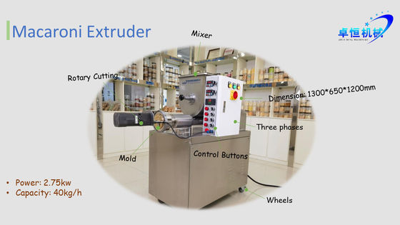 Macchina automatica per la fabbricazione di maccheroni omologata CE con motore SIMENS e capacità di 40 kg/h